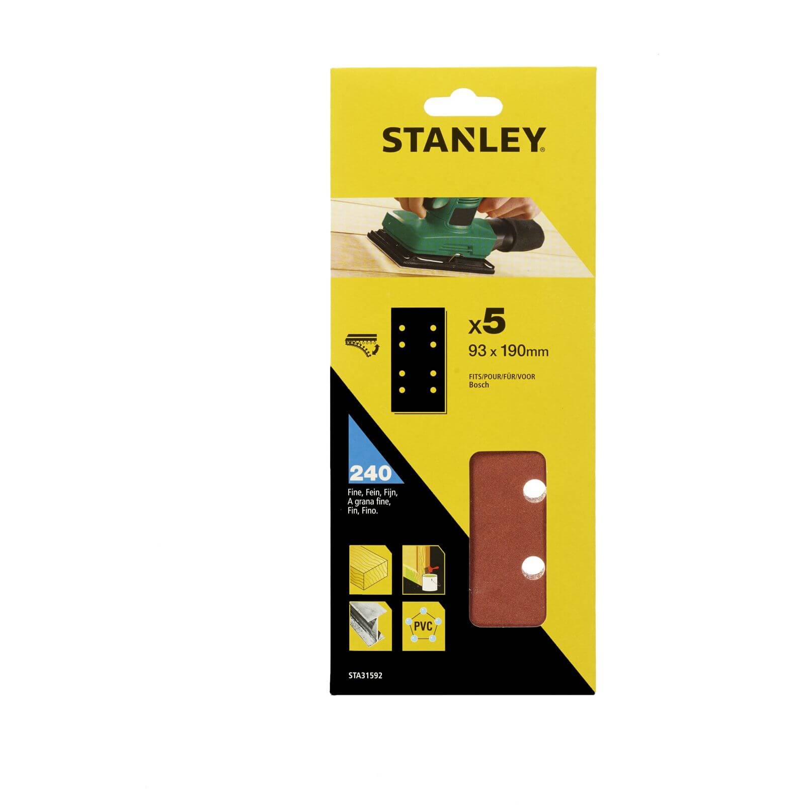 Photo of Stanley 1/3 Sheet Sander 240g Hook & Loop Sanding Sheets - Sta31592-xj