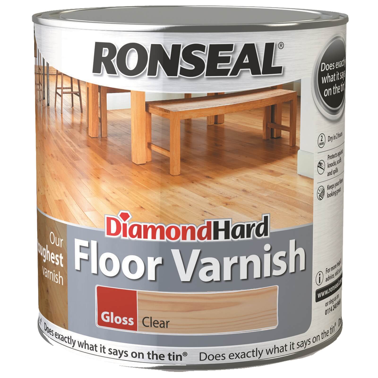 Photo of Ronseal Diamond Hard Floor Varnish Gloss Clear- 2.5l