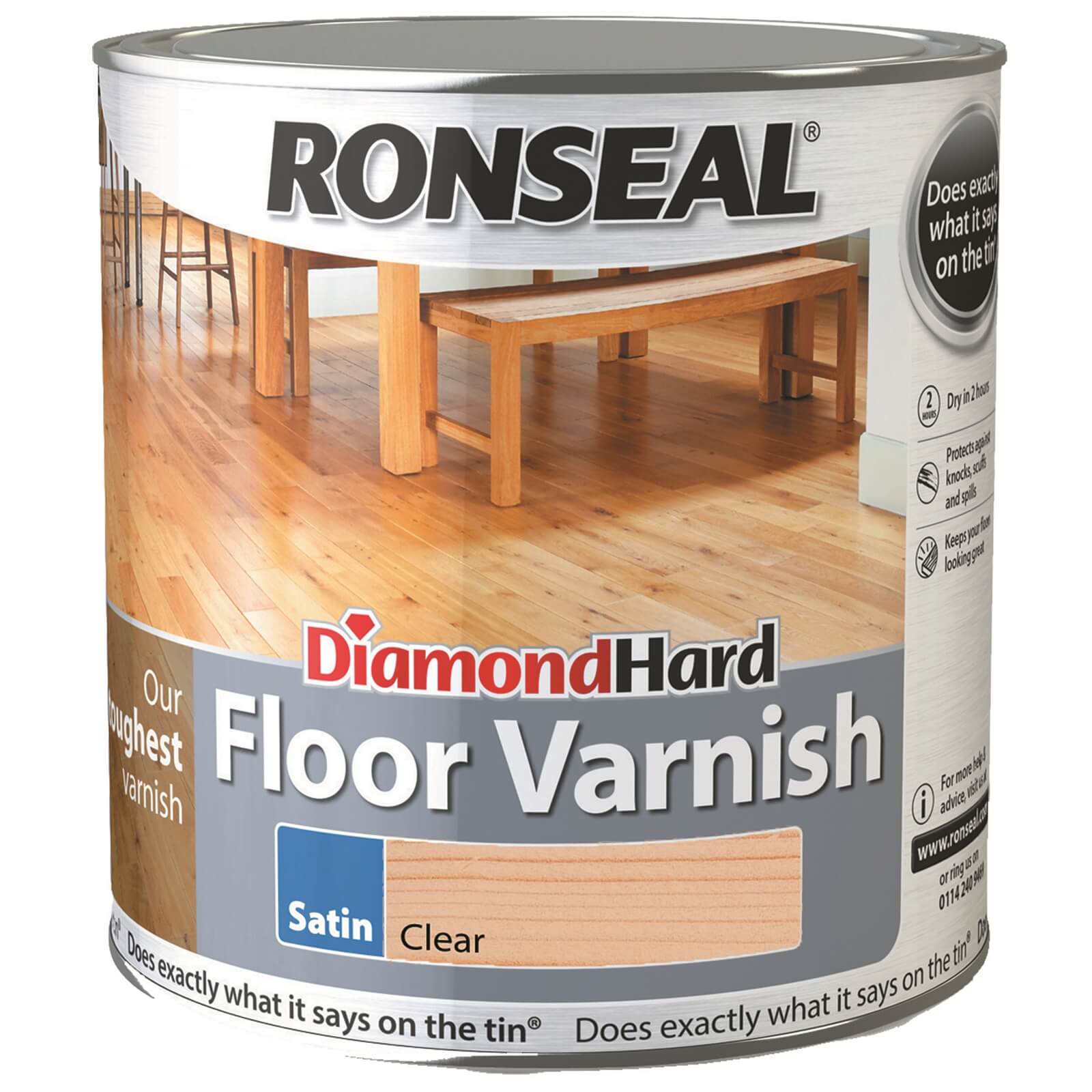 Photo of Ronseal Diamond Hard Floor Varnish Satin Clear- 2.5l