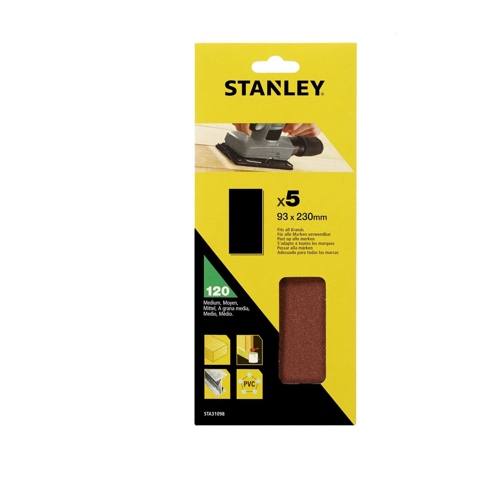 Photo of Stanley 1/3 Sheet Sander Unpunched Wire Clip 120g Sanding Sheets - Sta31098-xj