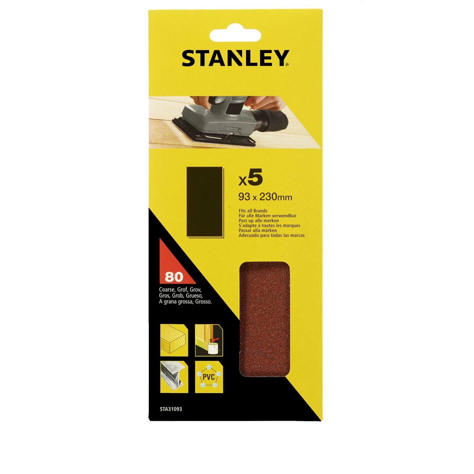 Photo of Stanley 1/3 Sheet Sander Unpunched Wire Clip 80g Sanding Sheets - Sta31093-xj