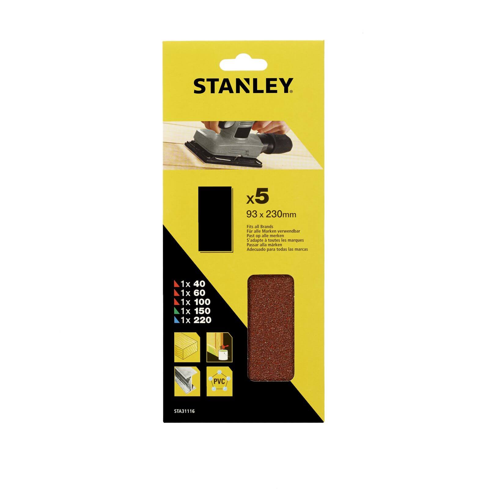 Photo of Stanley 1/3 Sheet Sander Unpunched Wire Clip Mixed Sanding Sheets - Sta31116-xj
