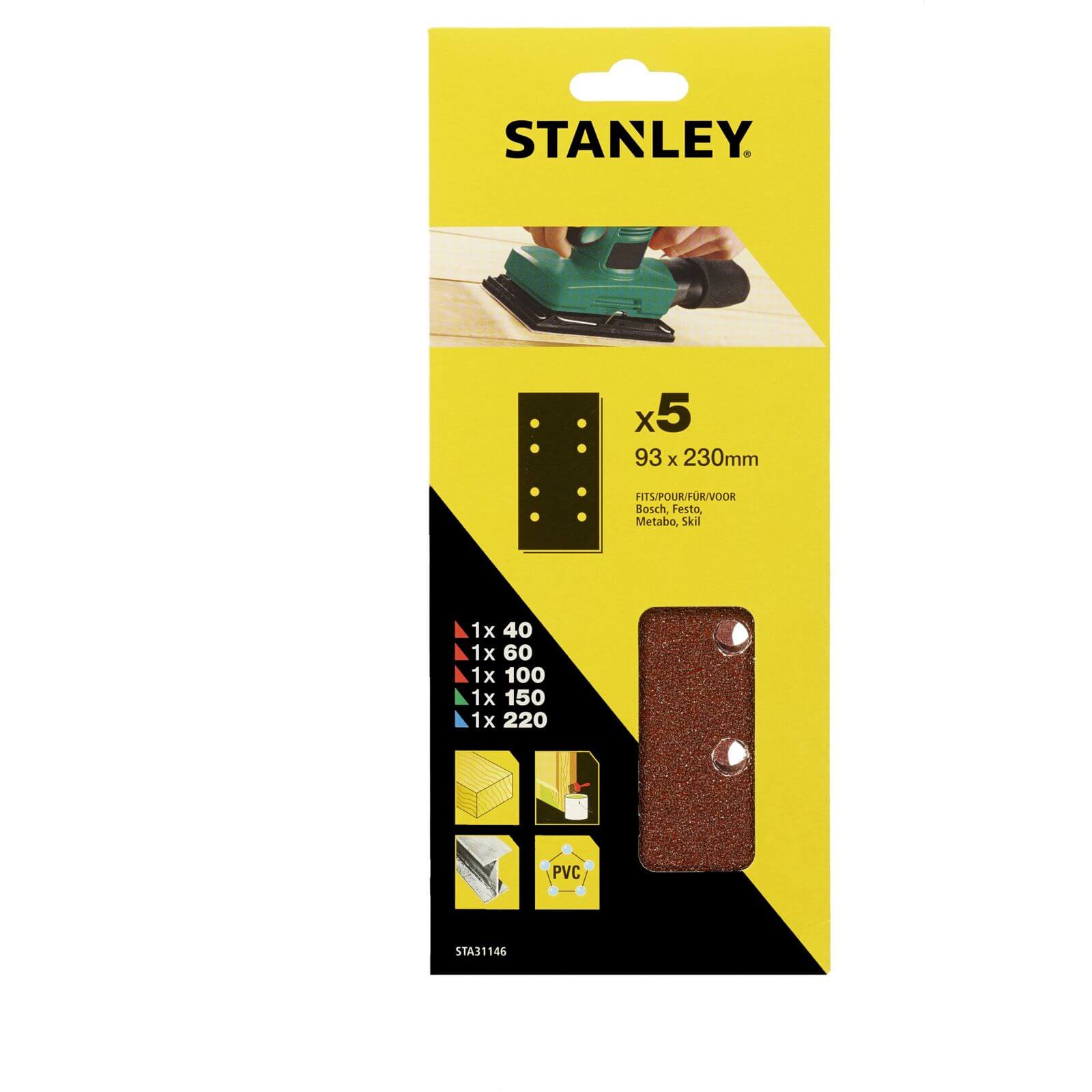 Photo of Stanley 1/3 Sheet Sander Mixed Wire Clip Sanding Sheets