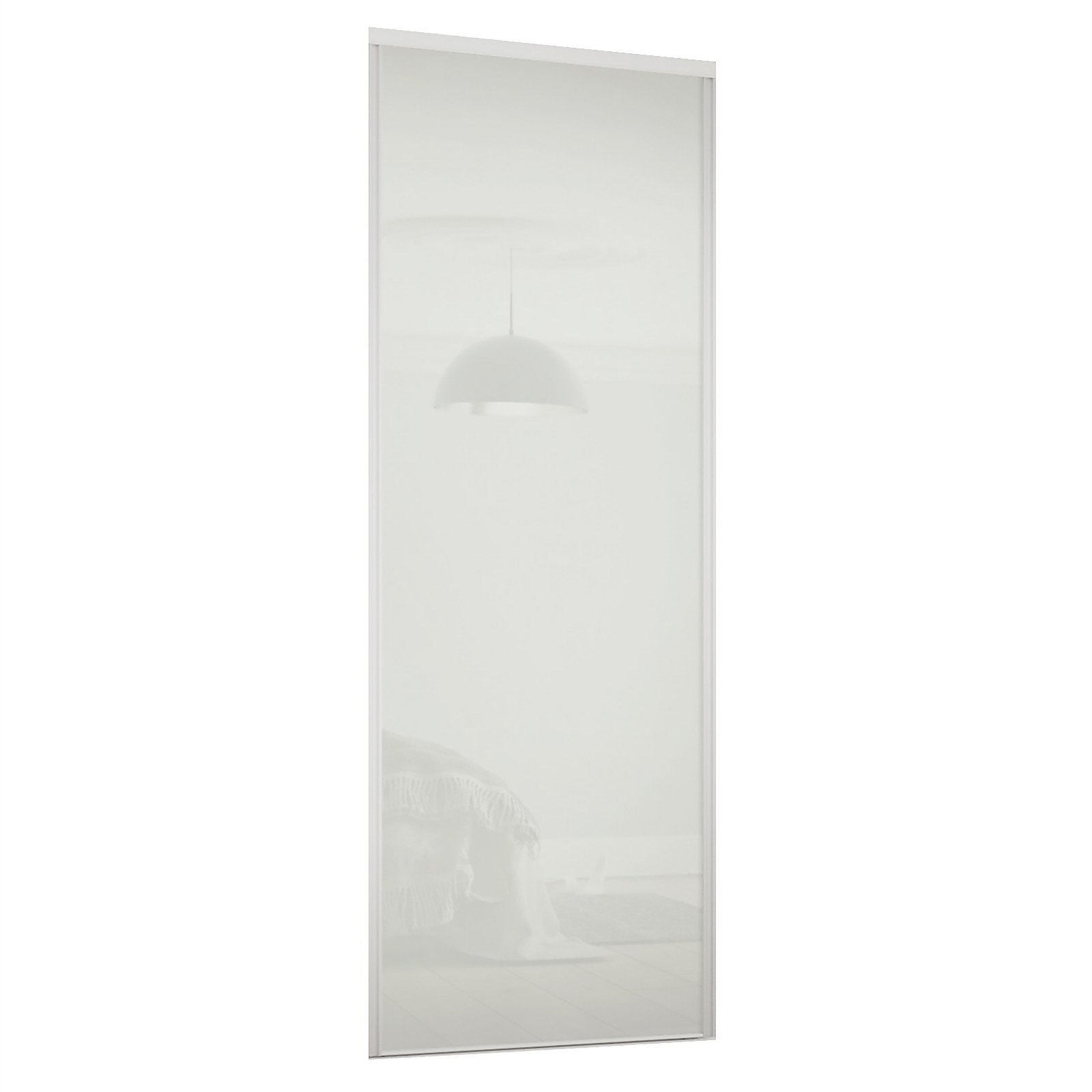 Photo of Classic Sliding Wardrobe Door Arctic White Glass With Silver Frame -w-762mm