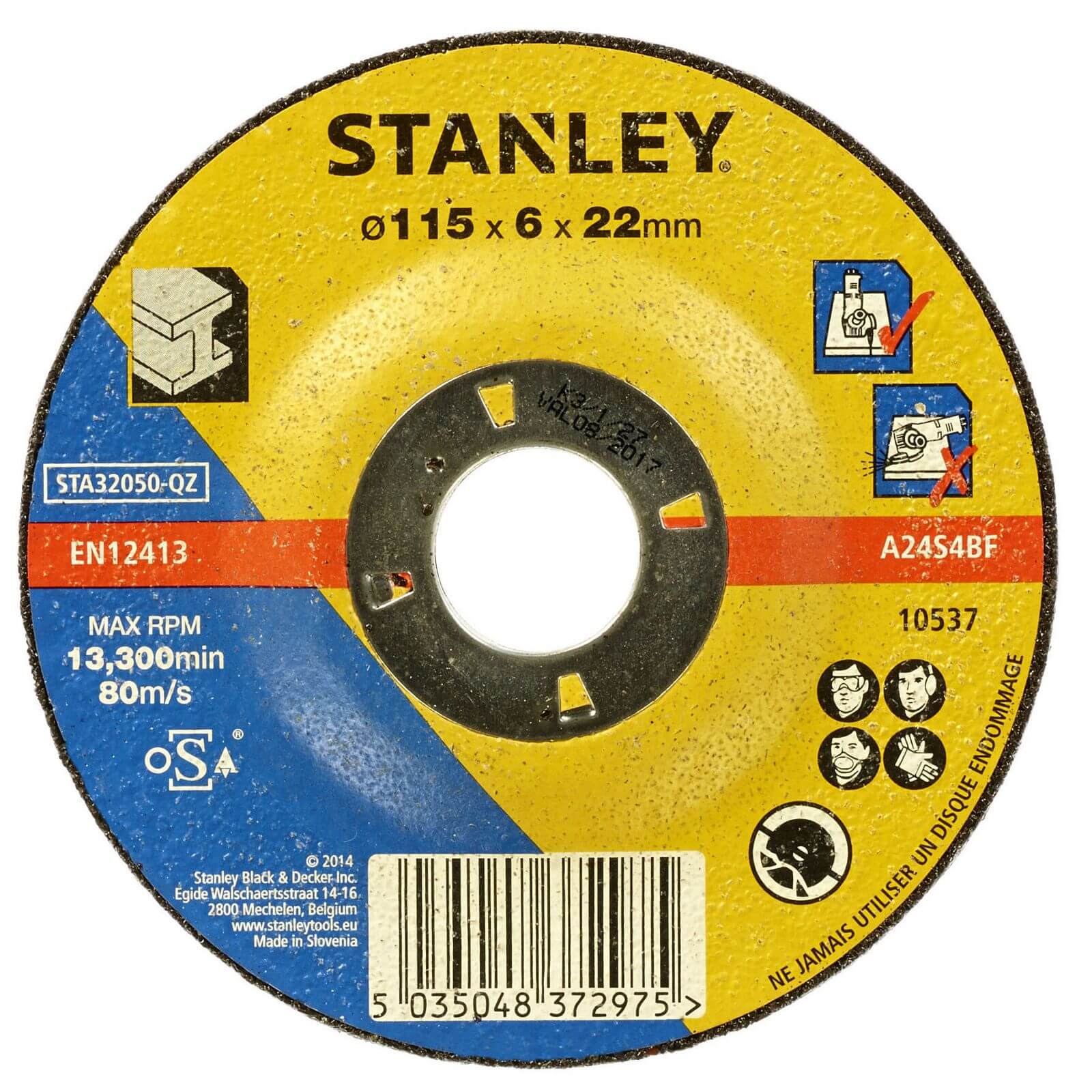 Photo of Stanley 115mm Metal Grinding Disc - Sta32050-qz