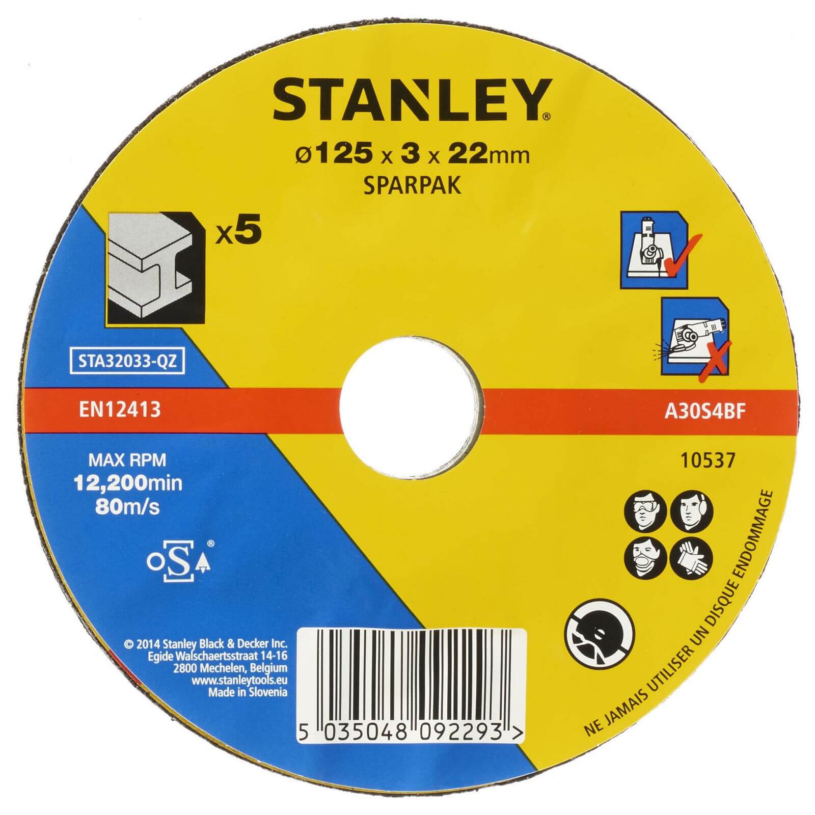 Photo of Stanley 125mm Metal Cutting Disc Pack - Sta32033-qz
