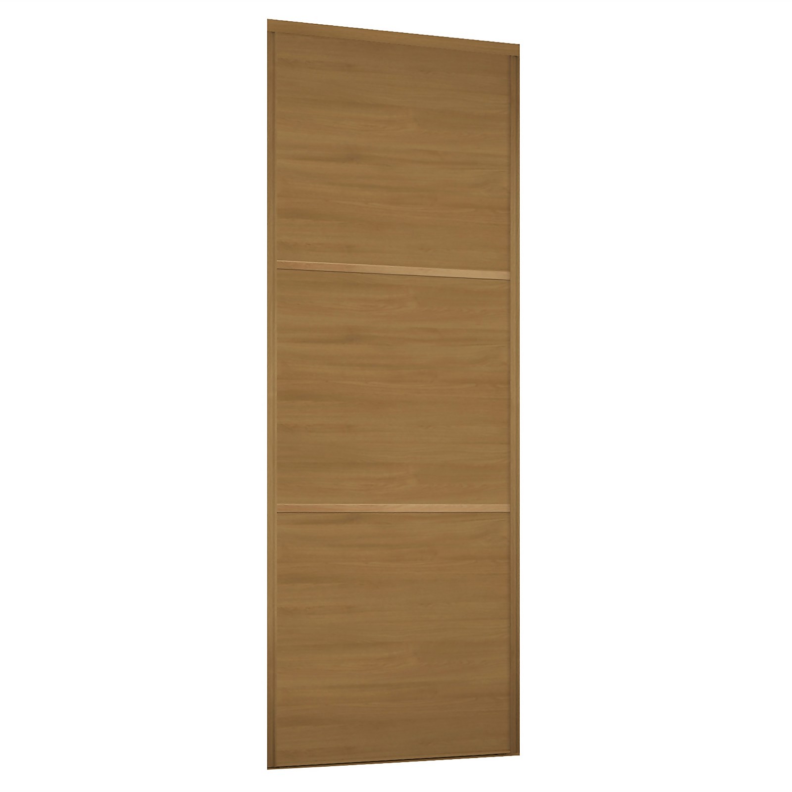 Photo of Linear Sliding Wardrobe Door 3 Panel Oak With Oak Frame -w-914mm