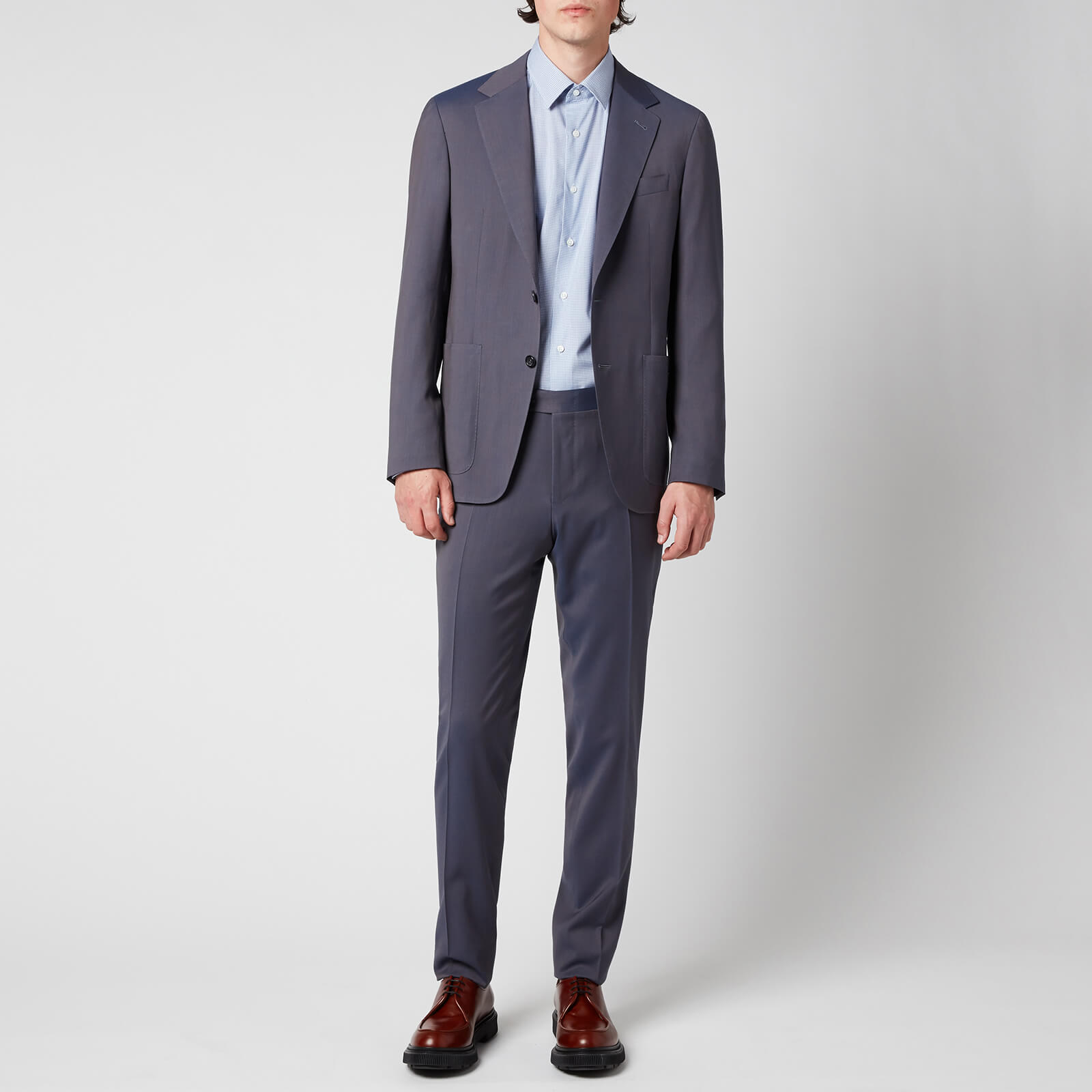 Canali Men's Sb2 Ultralight Patch Pocket Wool Suit - Blue - IT 56/XXXL