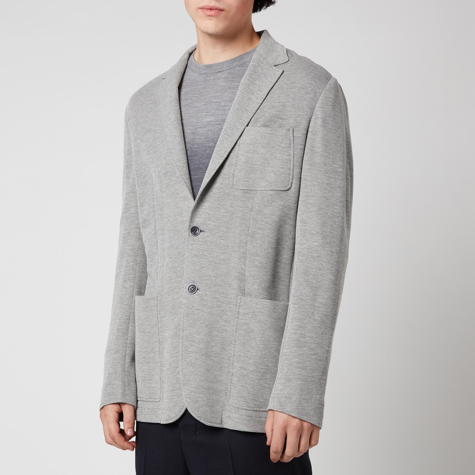 Canali Men's Slim Fit Jersey Cardigan Blazer - Grey - IT 50/L