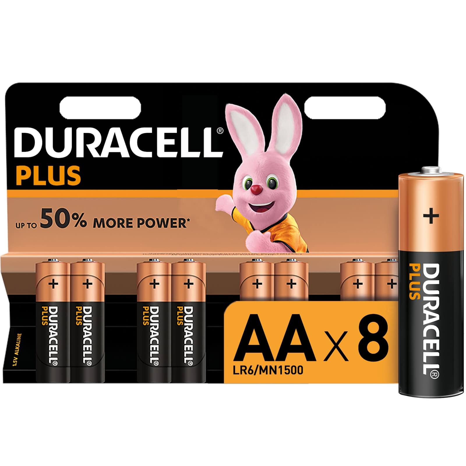Duracell 8 Piles AA LR6 Alcaline 1.5V DURACELL Plus Power