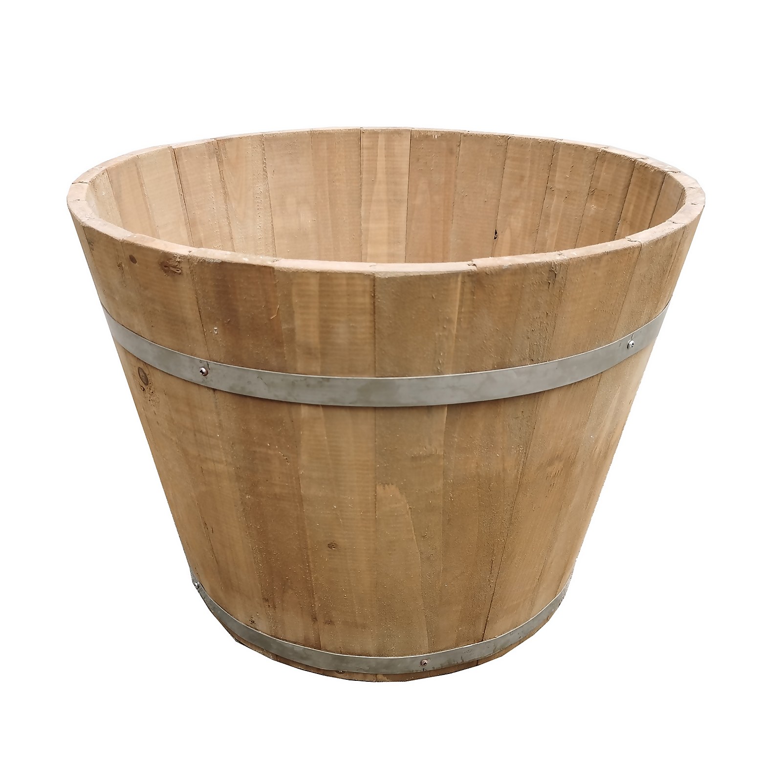 Photo of Wooden Barrel Plant Pot - 36cm