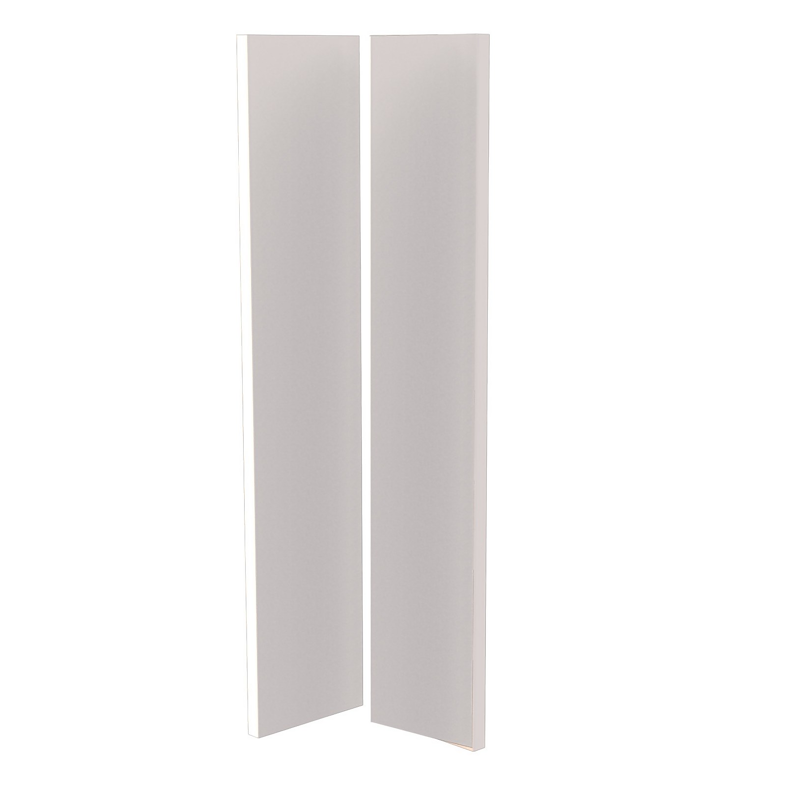 High Gloss/Modern Slab/Handleless Kitchen Adjustable Corner Post and Filler (H)716 x (W)147mm - Gloss White