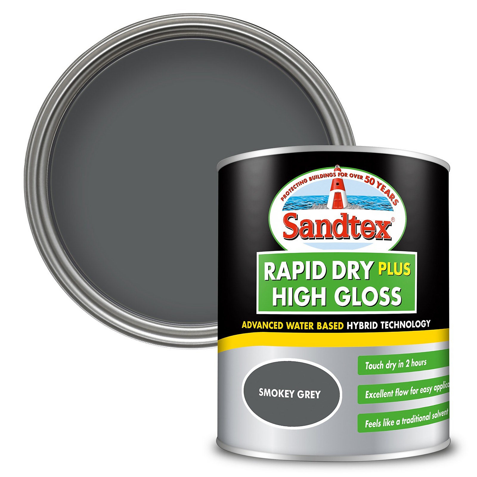 Sandtex Rapid Dry Gloss Paint Smokey Grey - 750ml