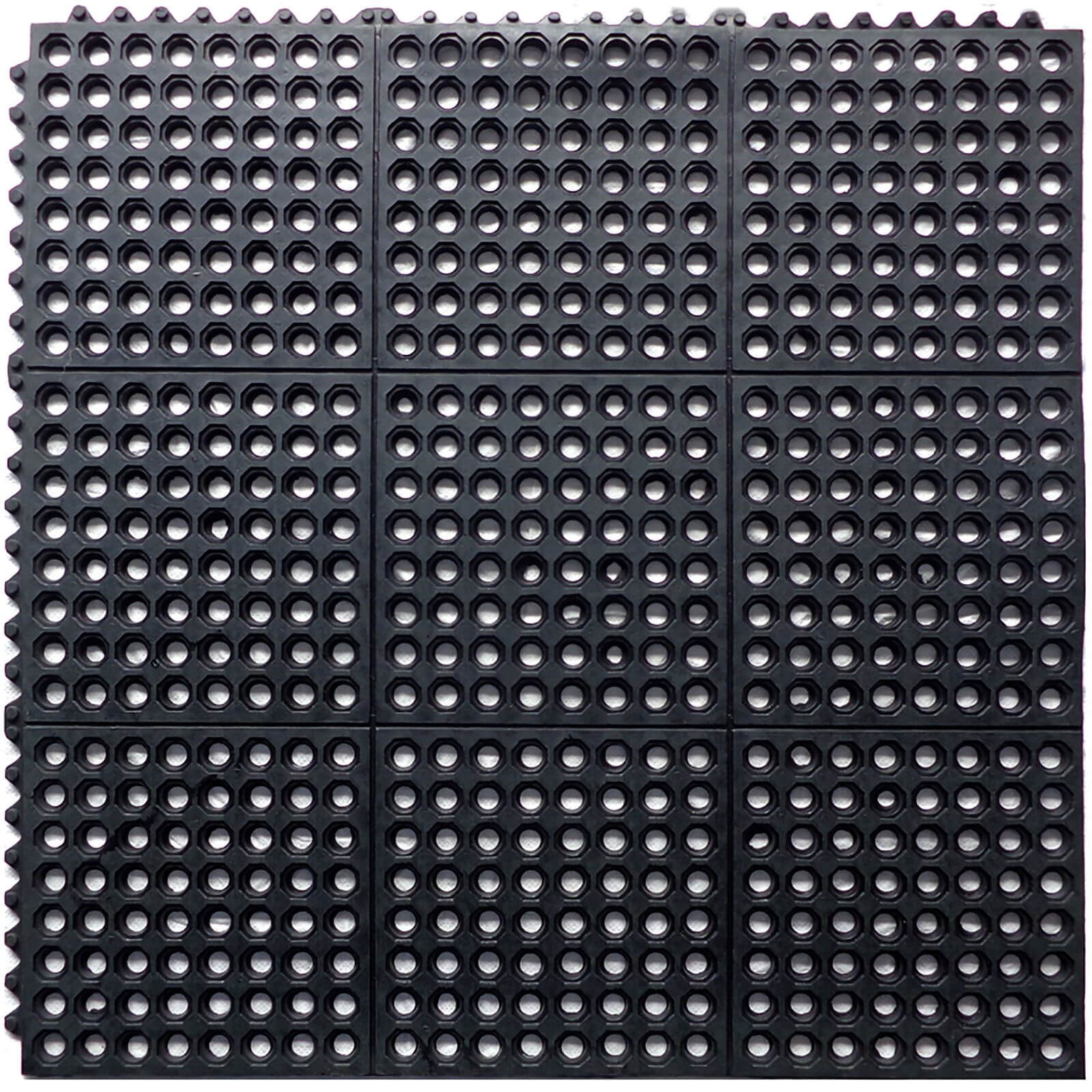 Photo of Rubber Interlocking Floor Mat - Black 90x90cm