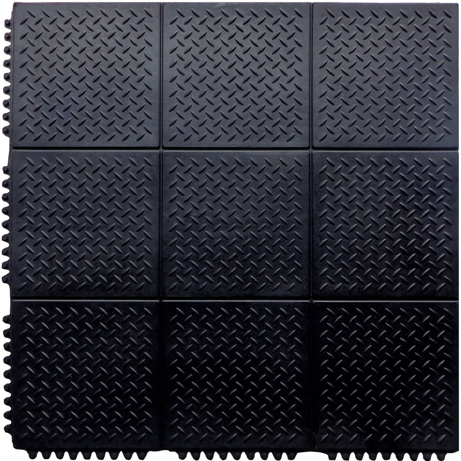 Photo of Interlocking Rubber Checker Plate Floor Mat - Black - 90x90cm