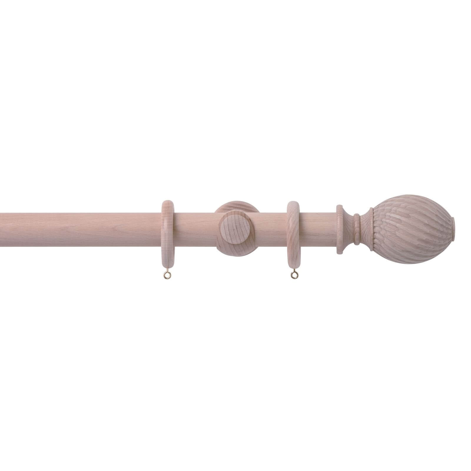 Photo of Oak Effect 35mm Curtain Pole With Acorn Finial 2.4m