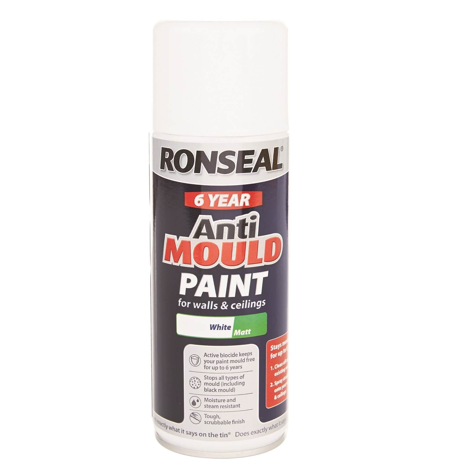 Photo of Ronseal Quick Drying Anti Mould Paint White Matt Aero - 400ml