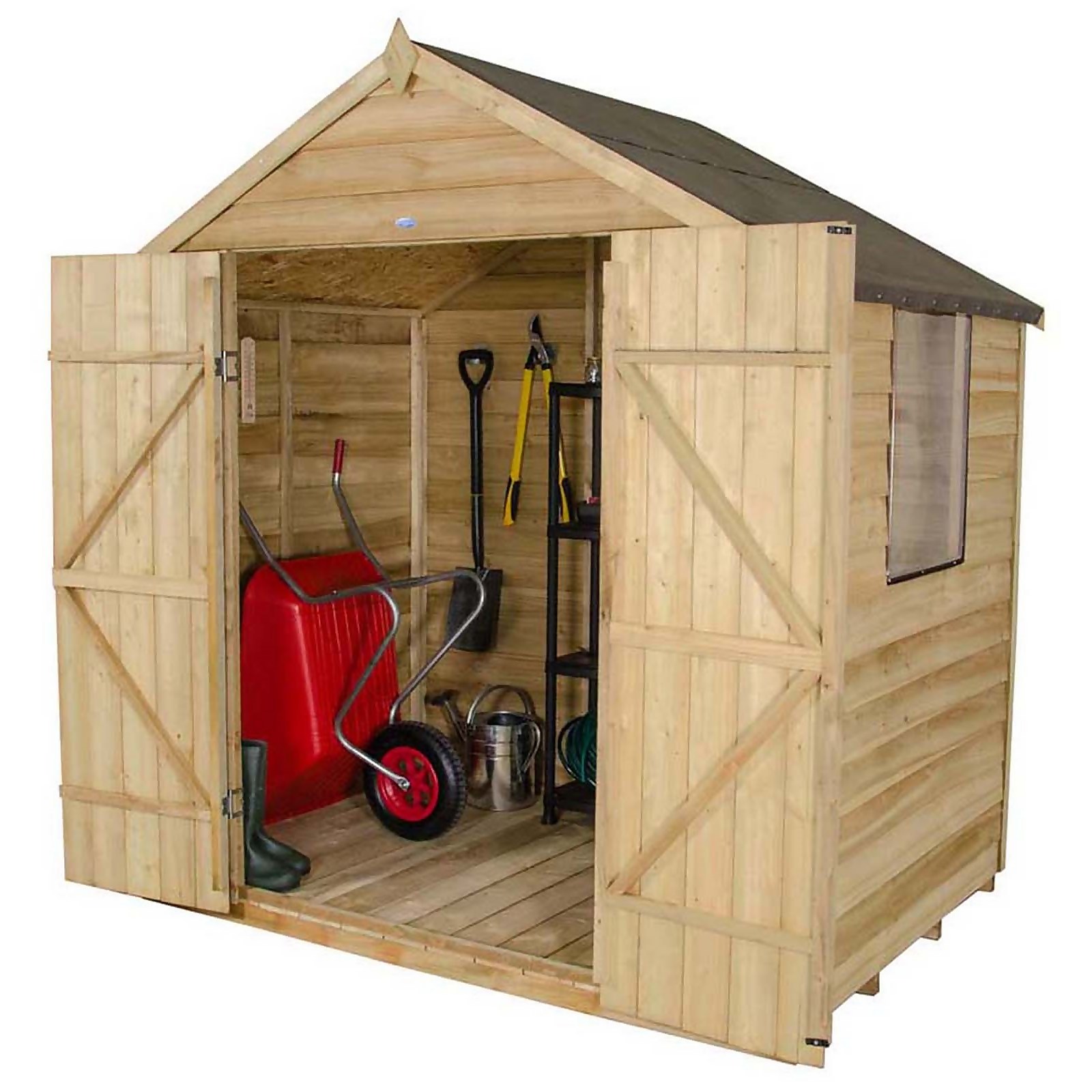 7x5ft Forest Wooden Overlap Pressure Treated Apex Shed -incl. Installation
