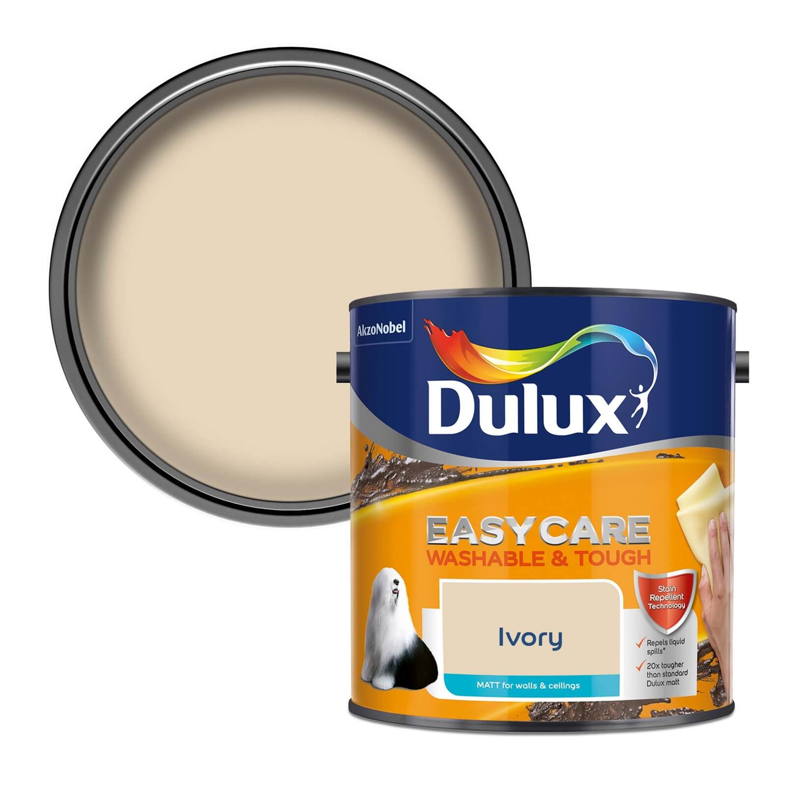 Dulux Easycare Washable & Tough Matt Paint Ivory - 2.5L