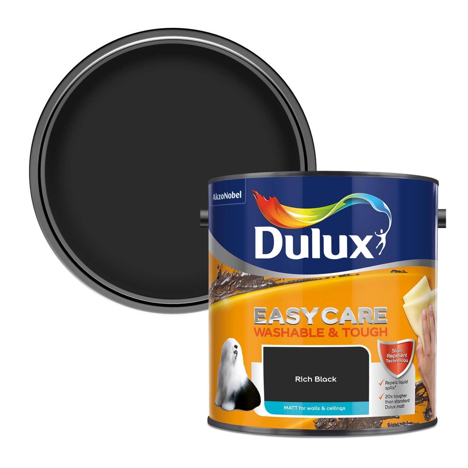 Dulux Easycare Washable & Tough Matt Paint Rich Black - 2.5L