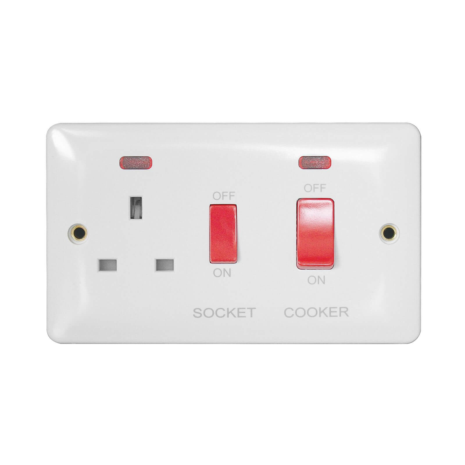 Arlec Slim Line 45 Amp Cooker Control Unit with Neon Indicator White