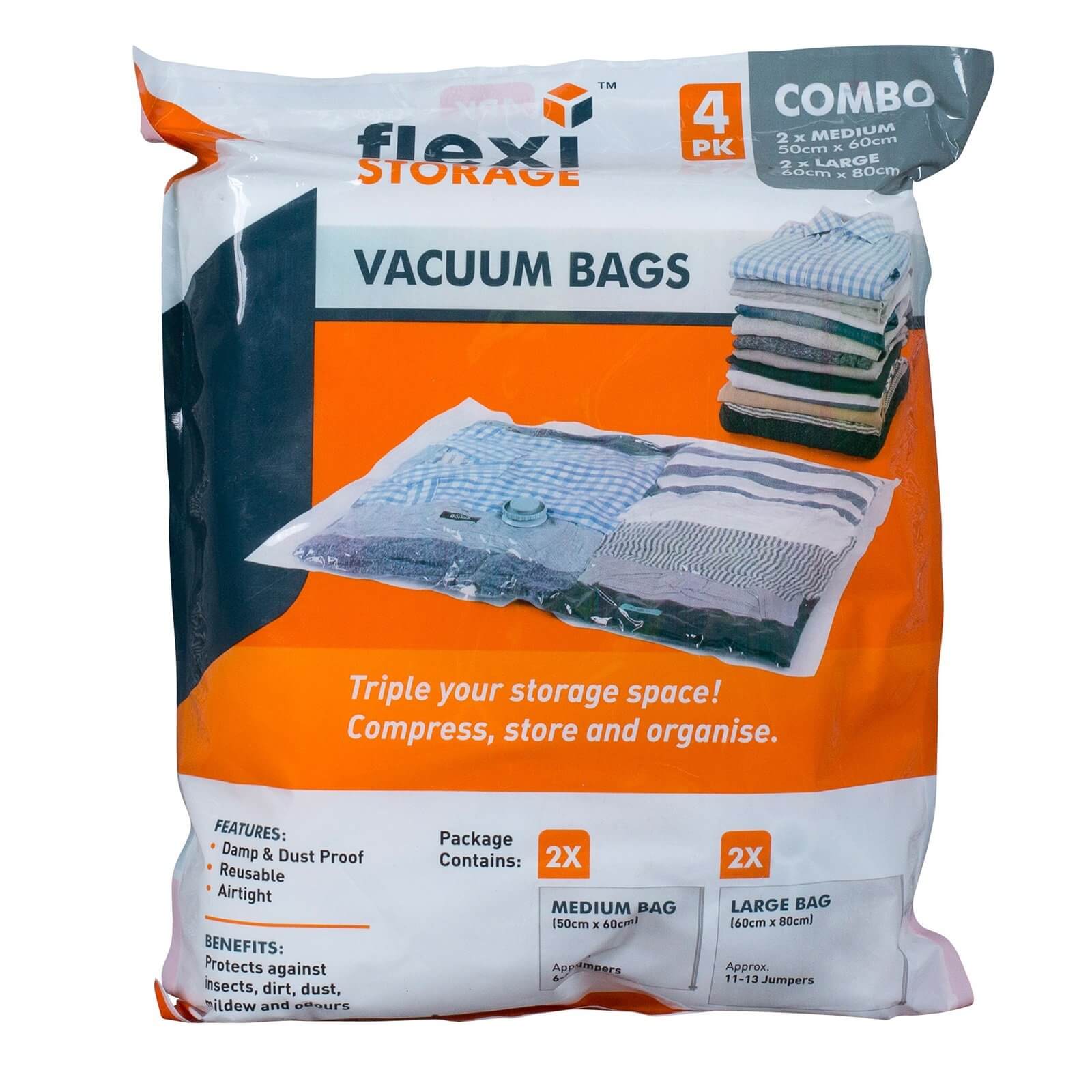 Photo of Vacuum Storage Bag Combo - Pack Of 4 -2 Medium- 2 Large-