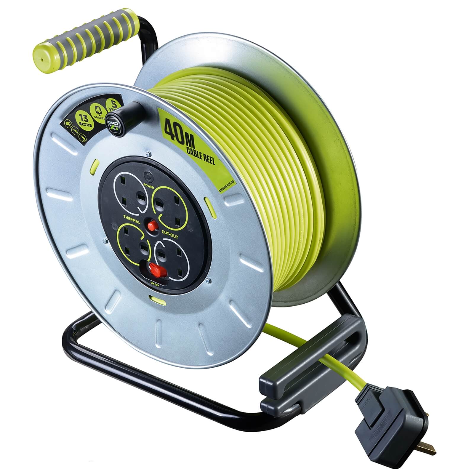 Photo of Masterplug Pro Xt 4 Socket Cable Reel 40m Green/grey