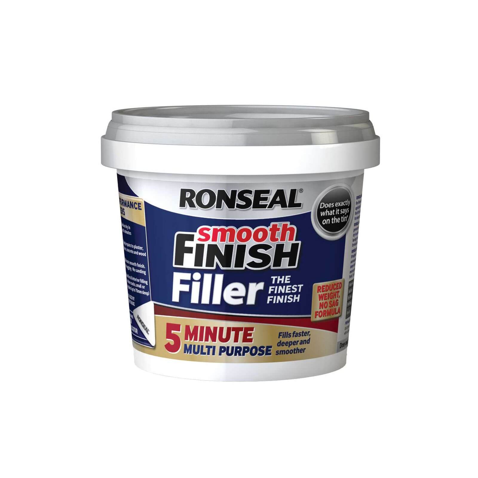 Ronseal RSL5MF290ML Smooth Finish 5 Minute Multi Purpose Filler Tub 290ml