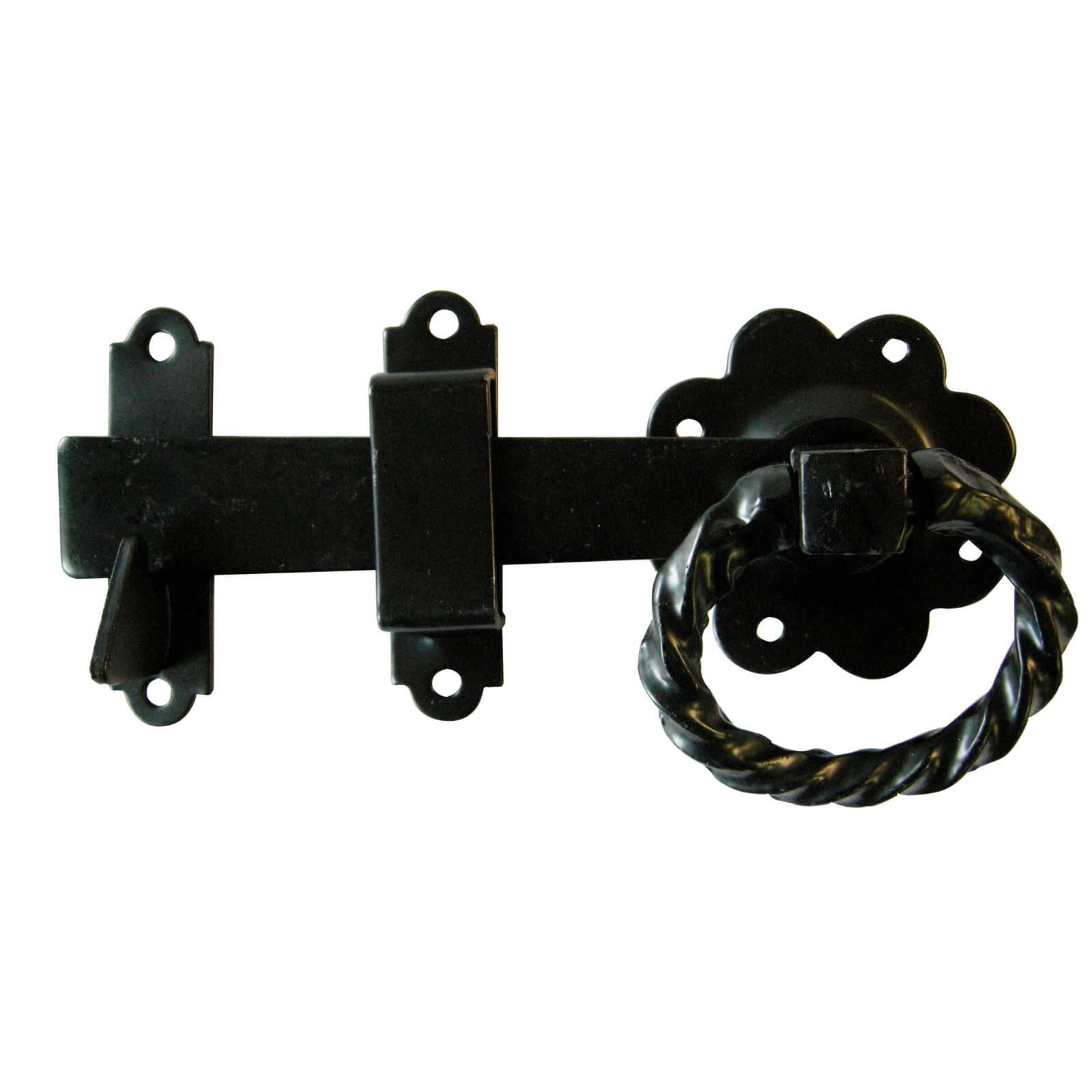 Photo of Twisted Ring Handled Gate Latch - Black - 152mm