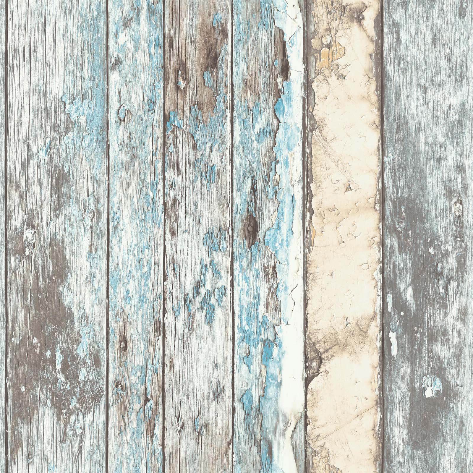 Photo of Grandeco Rustic Wood Teal Paste The Wall Wallpaper