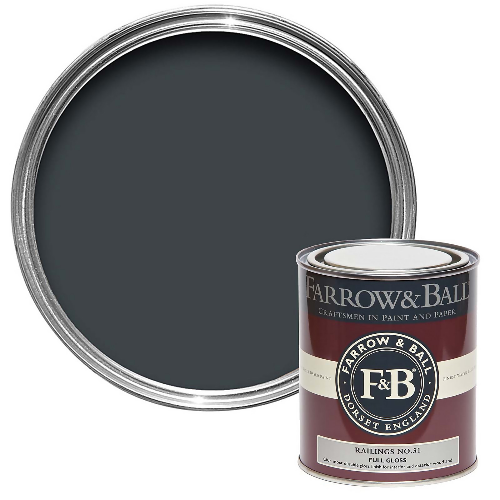 Farrow & Ball Full Gloss Paint Railings No.31 - 750ml