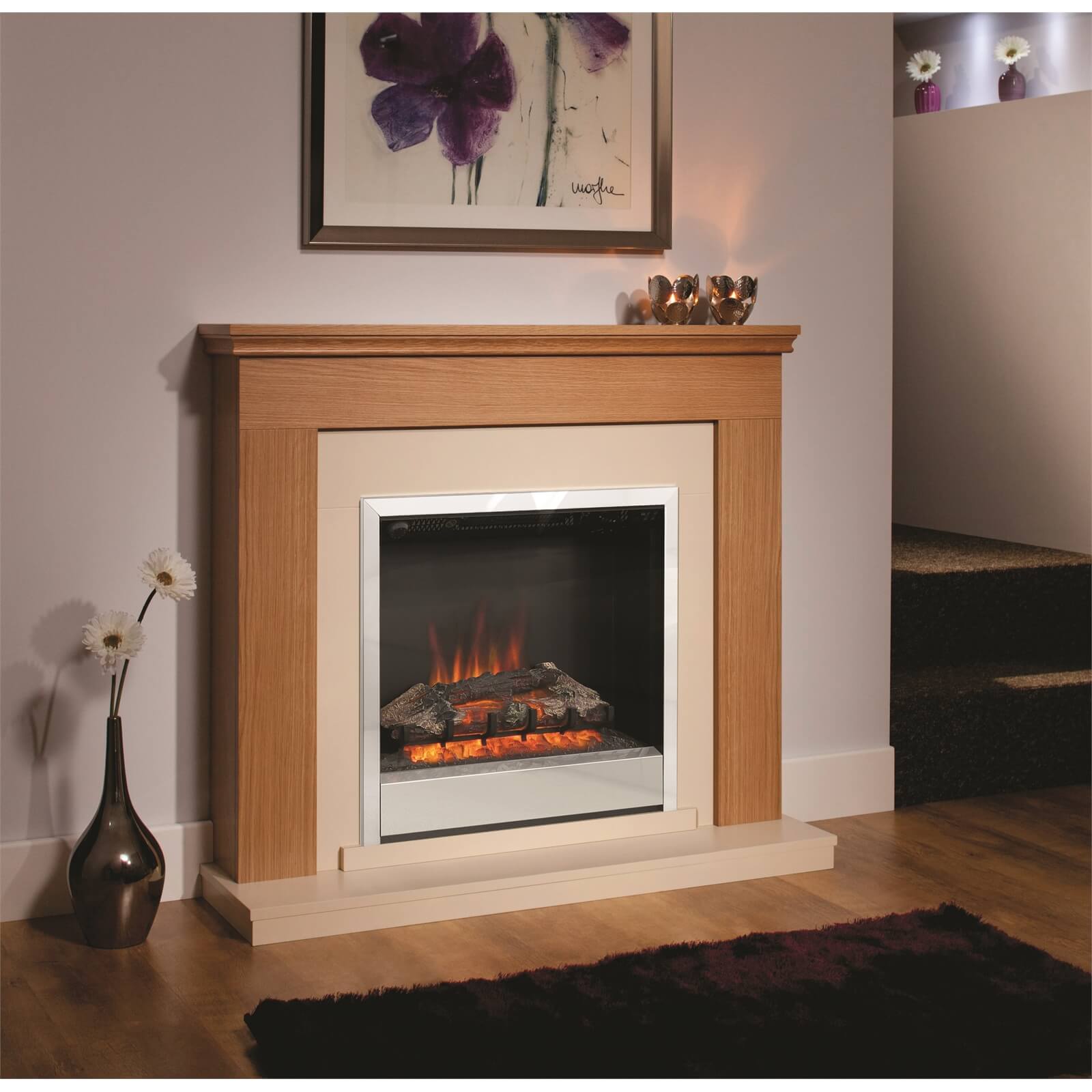 Photo of Be Modern Durham Electric Fireplace Suite - Natural Oak