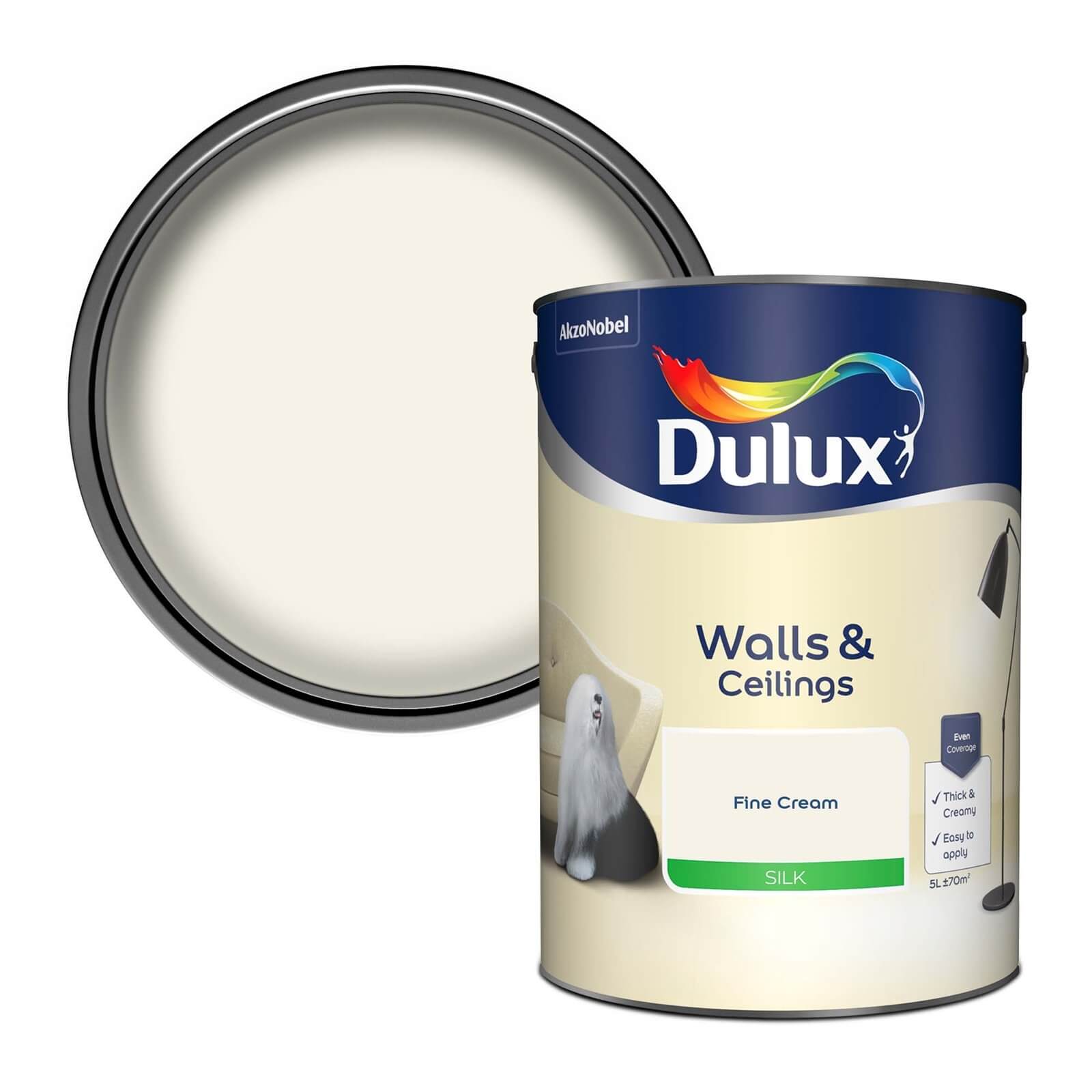 Dulux Silk Emulsion Paint Fine Cream - 5L
