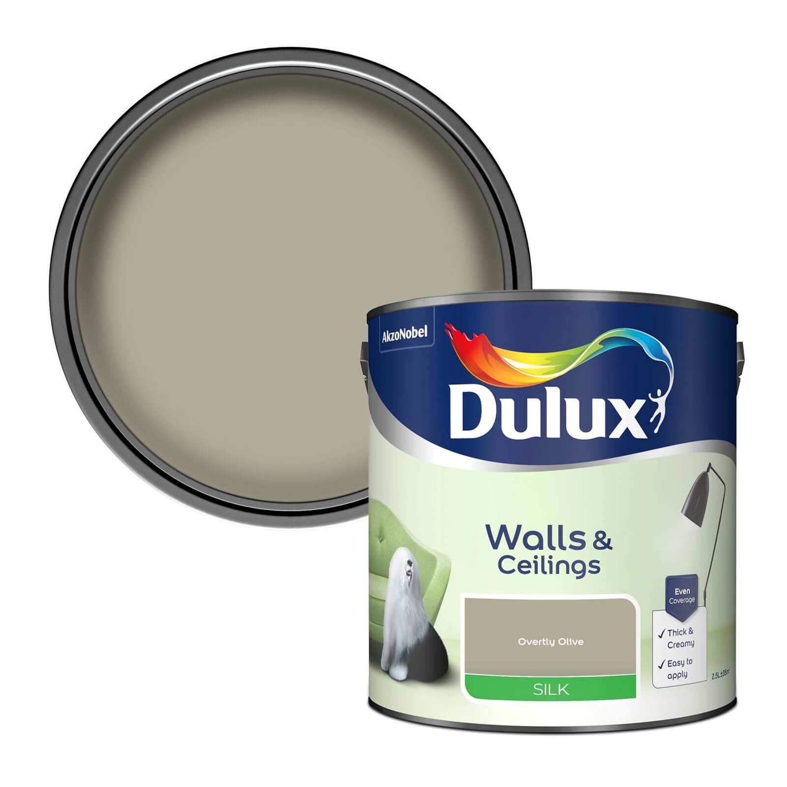 Dulux Silk Emulsion Paint Overtly Olive - 2.5L