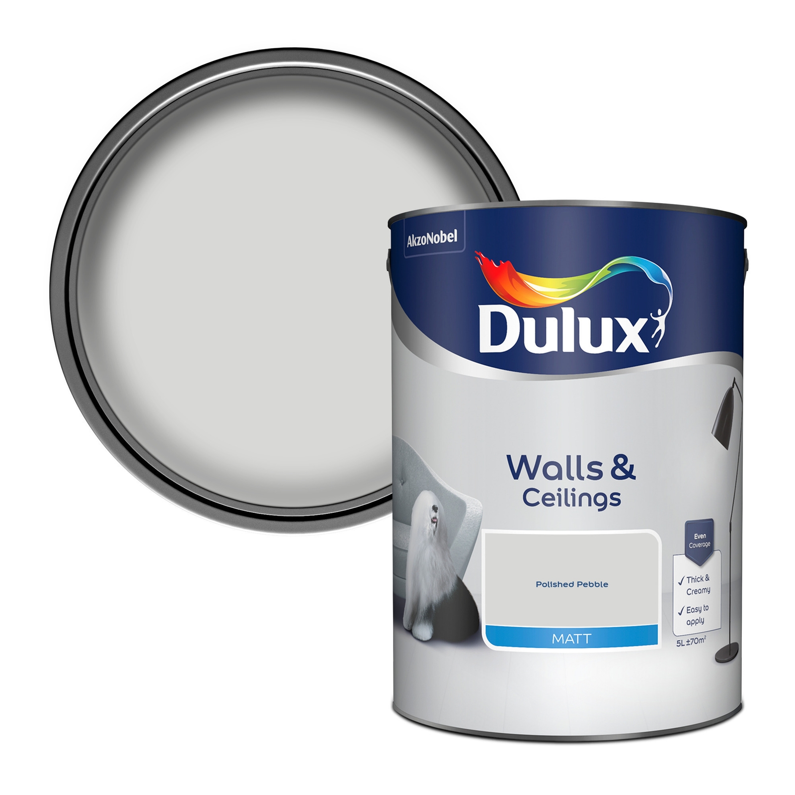 Dulux Matt Emulsion Paint Polished Pebble - 5L