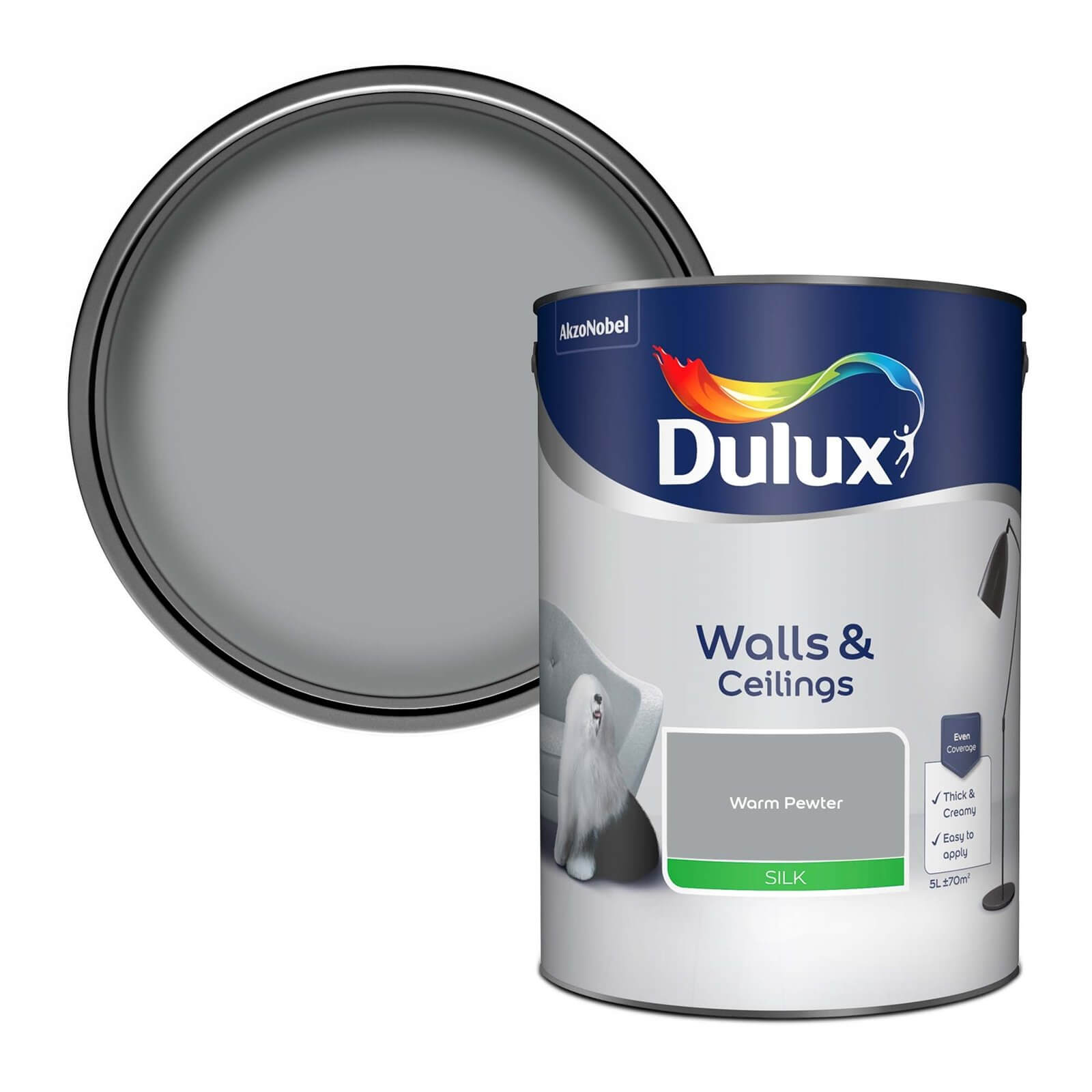 Dulux Silk Emulsion Paint Warm Pewter - 5L