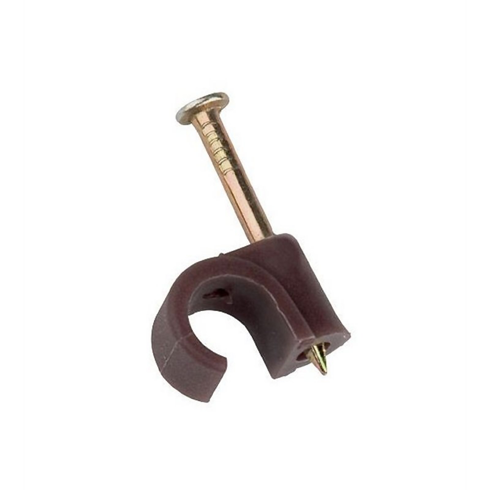 Photo of Masterplug Coaxial Cable Clips 7mm Brown 50 Pack