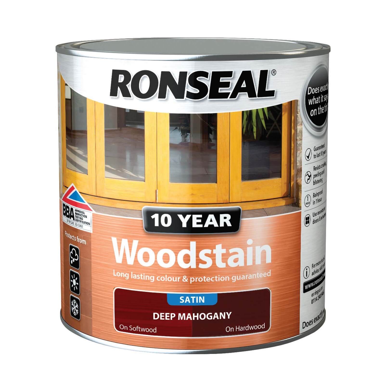 Ronseal 10 Year Woodstain Satin Deep Mahogany -  2.5L