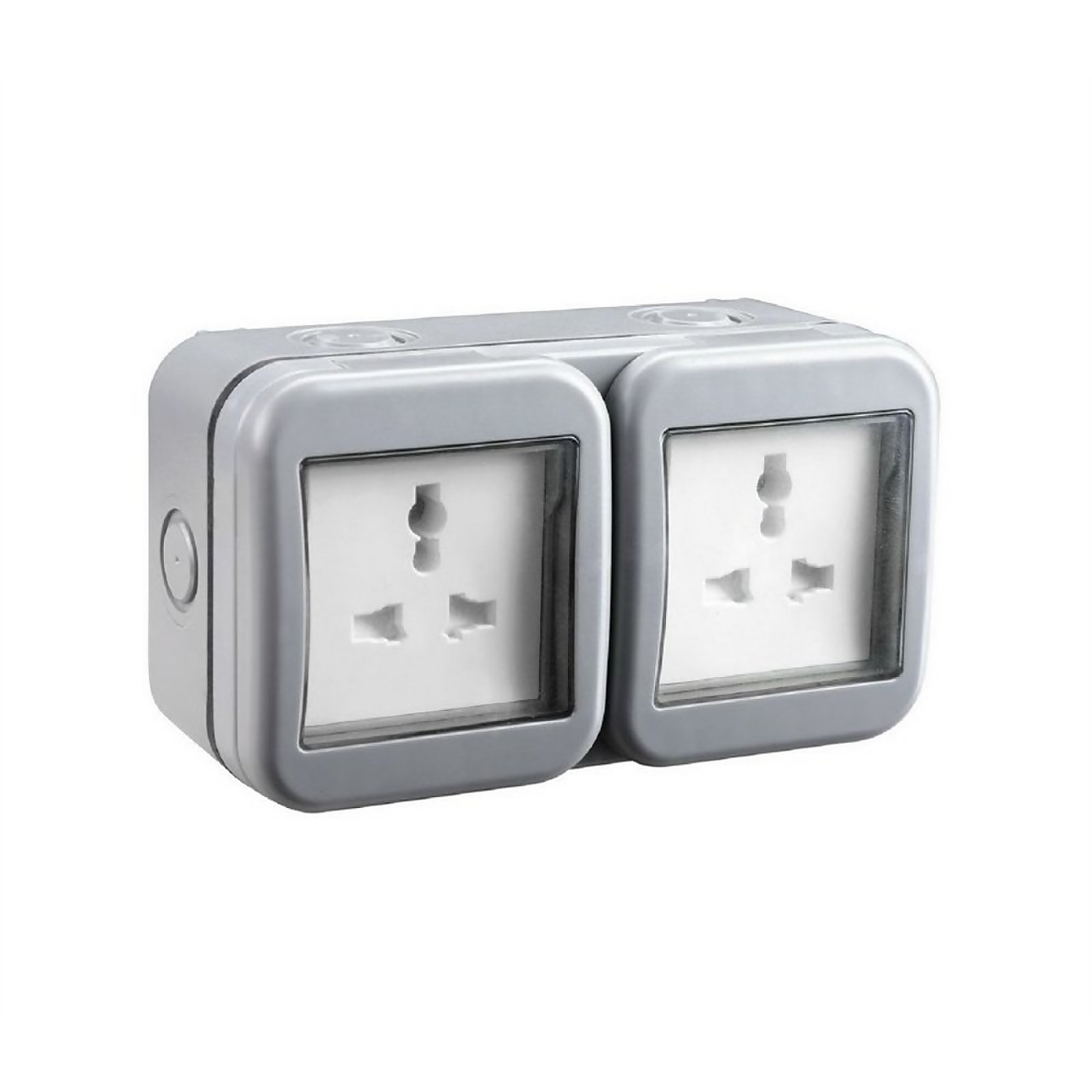 Photo of Bg 13 Amp 2 Gang Unswitched Weatherproof Socket Ip55 Rated Grey