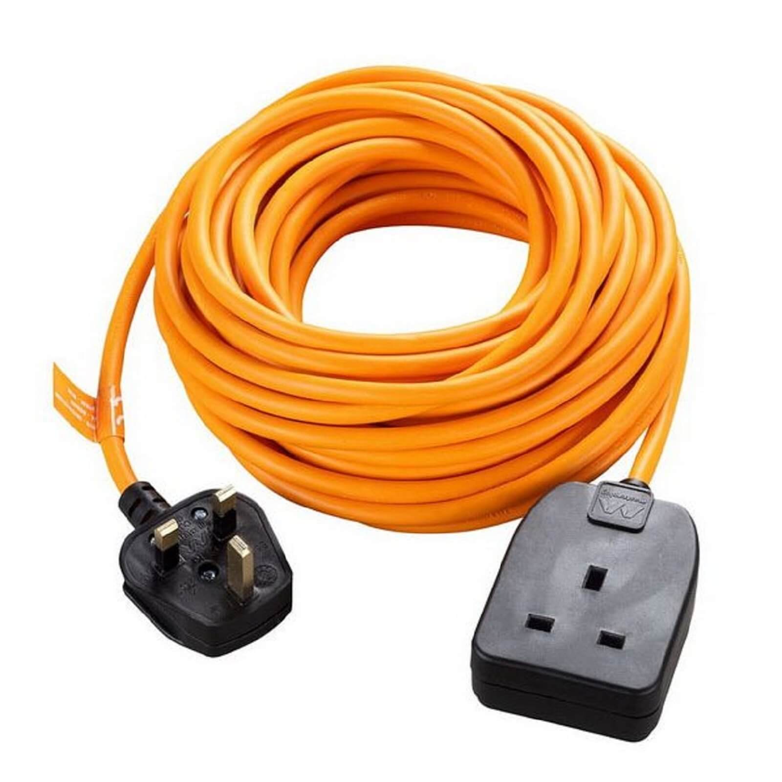 Photo of Masterplug 1 Socket Heavy Duty Extension Lead 10m Orange/black
