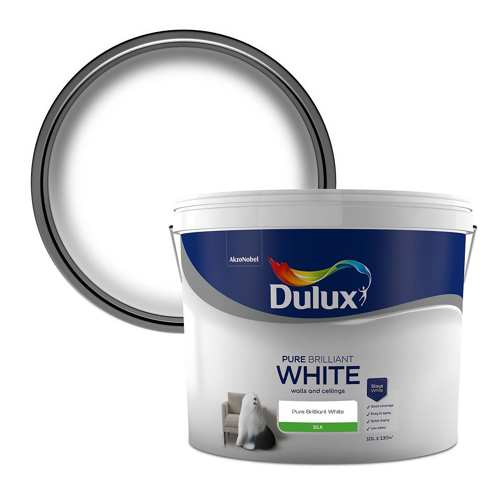 Photo of Dulux Pure Brilliant White - Silk Emulsion Paint - 10l
