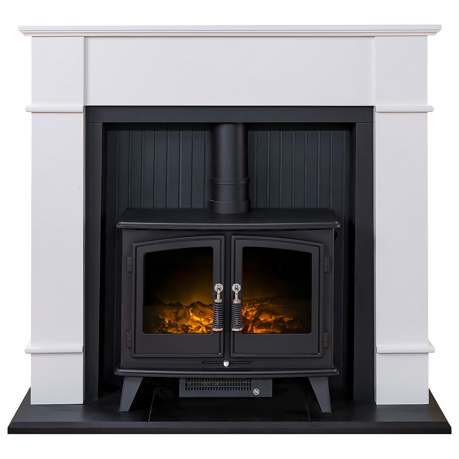 Photo of Adam Oxford In White With Woodhouse Electric Stove