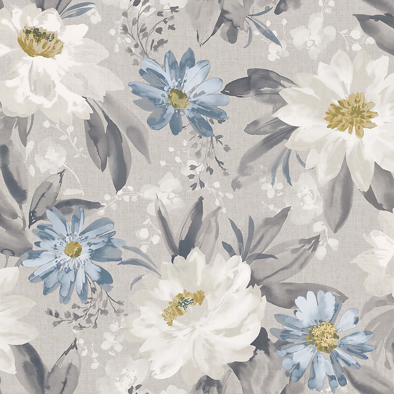 Photo of Arthouse Painted Dahlia Floral Smooth Grey Multi Coloured Wallpaper