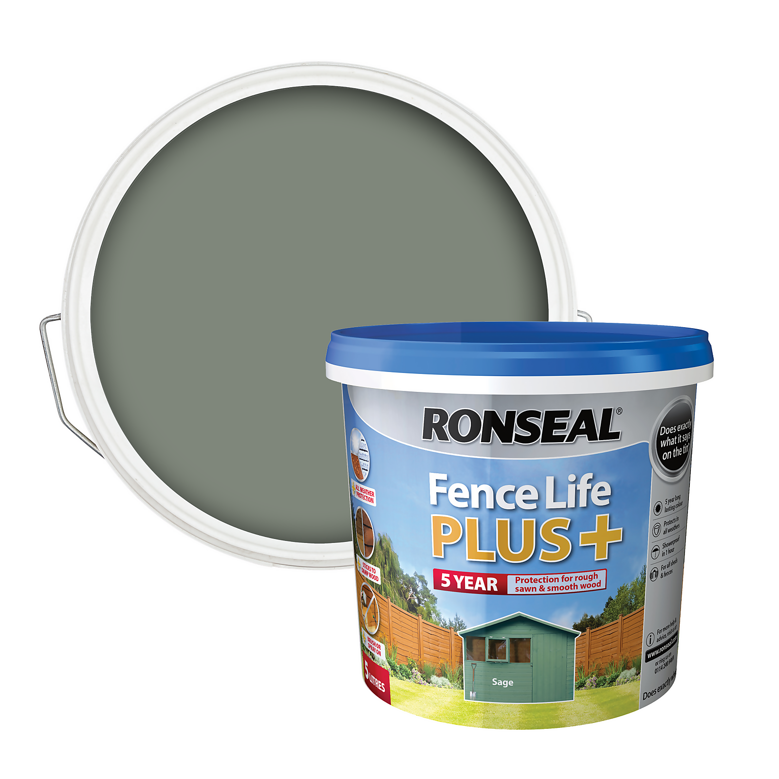 Ronseal Fence Life Plus Paint Sage - 5L