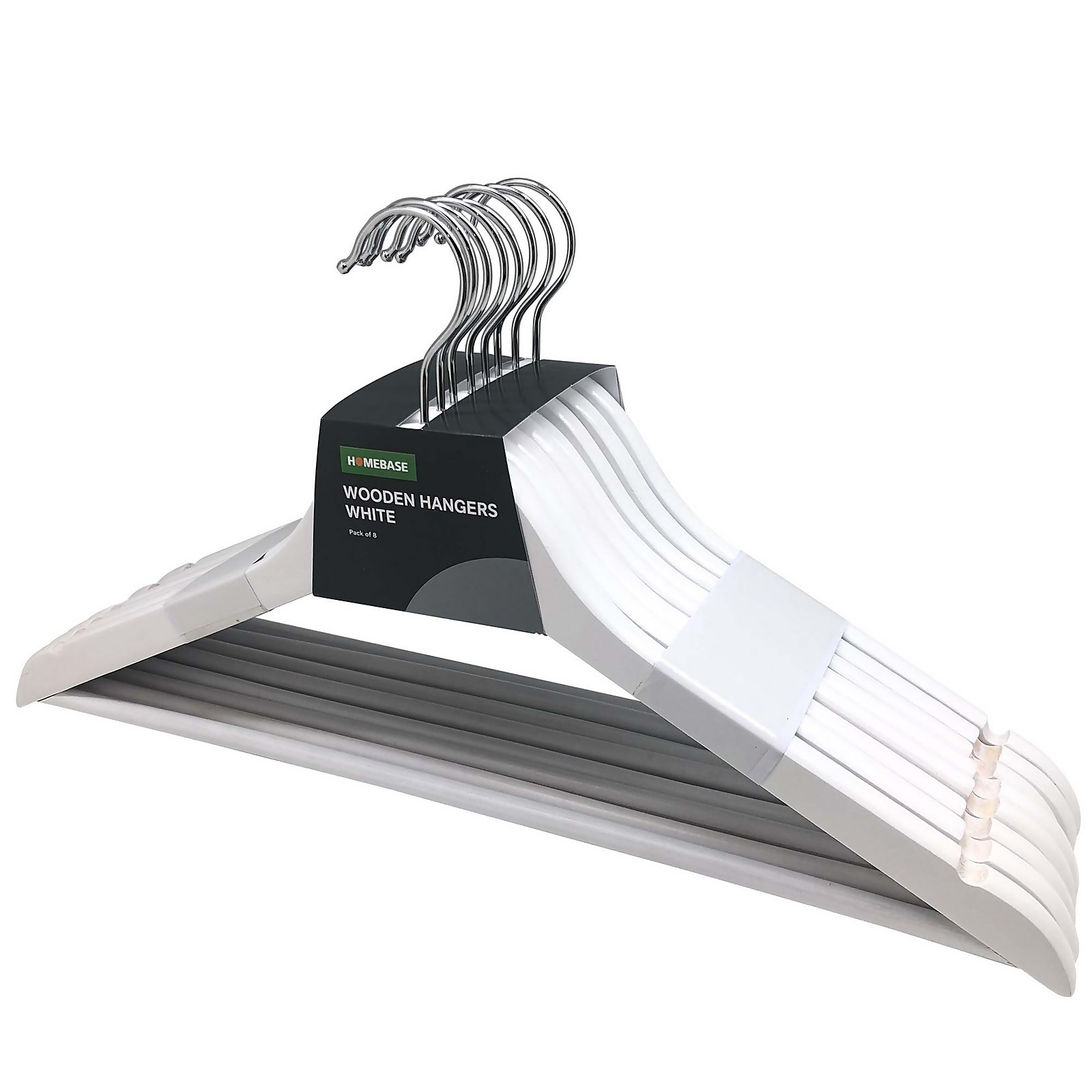 Photo of White Wooden Hangers - 8 Pack