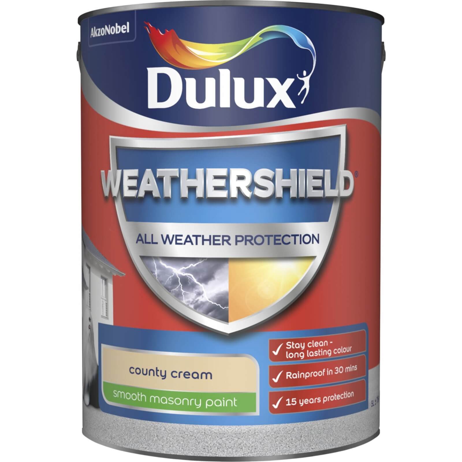 Photo of Dulux Weathershield All Weather Smooth Masonry Paint - County Cream - 5l