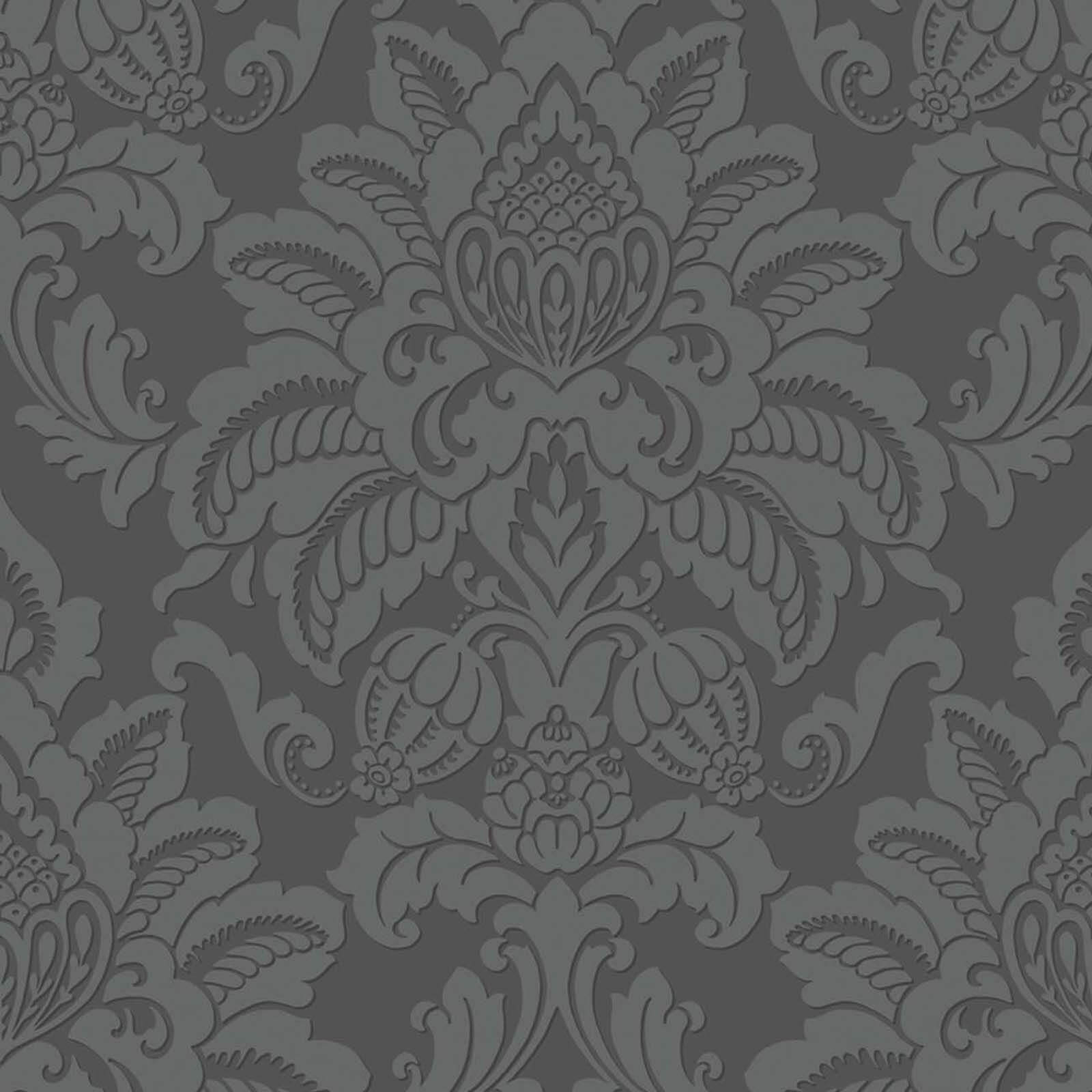 Photo of Arthouse Precious Metals Glisten Damask Textured Glitter Gunmetal Grey Wallpaper