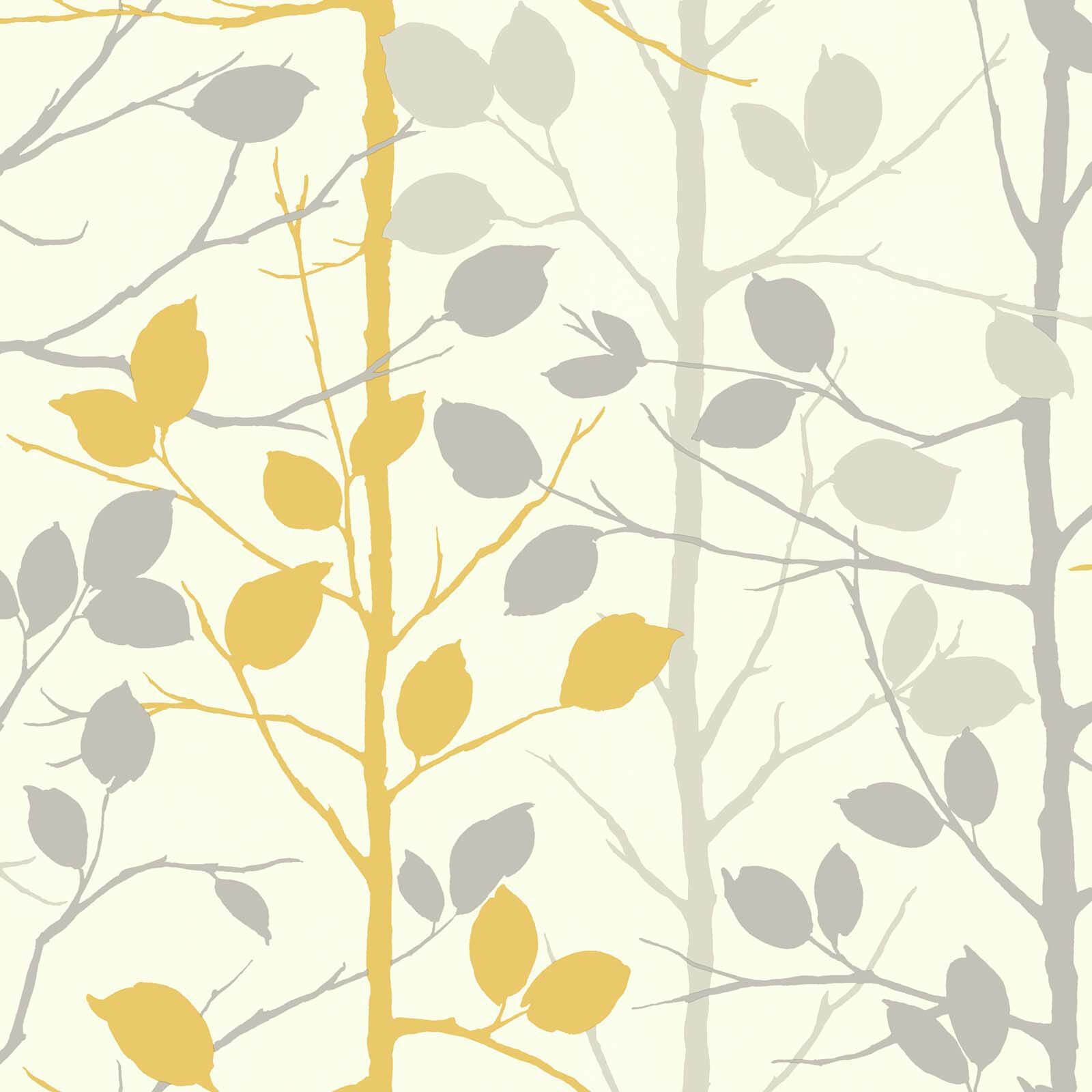 Photo of Arthouse Woodland Tree Smooth Grey And Yellow Wallpaper