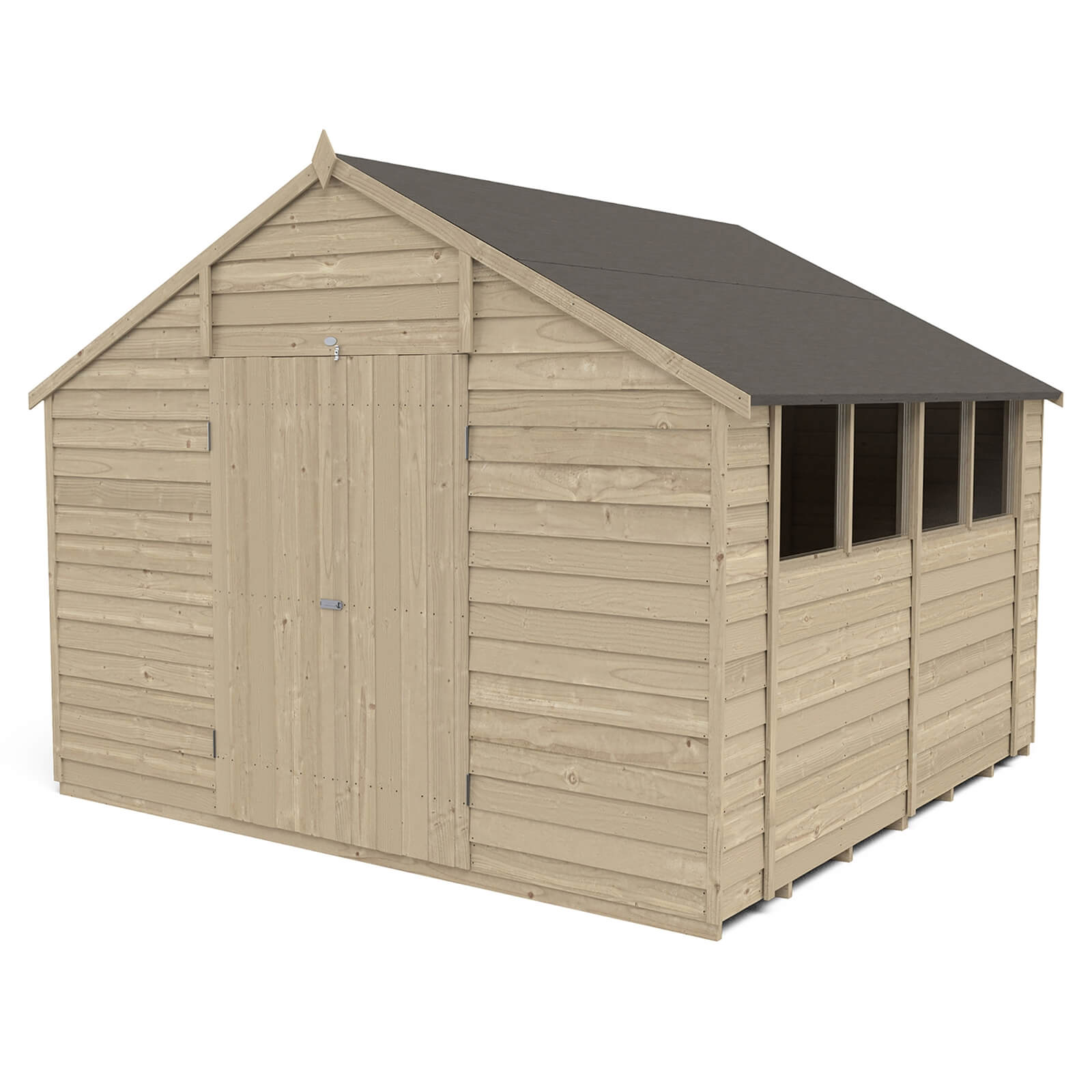 Forest 10 x 10ft Overlap Pressure Treated Double Door Apex Shed