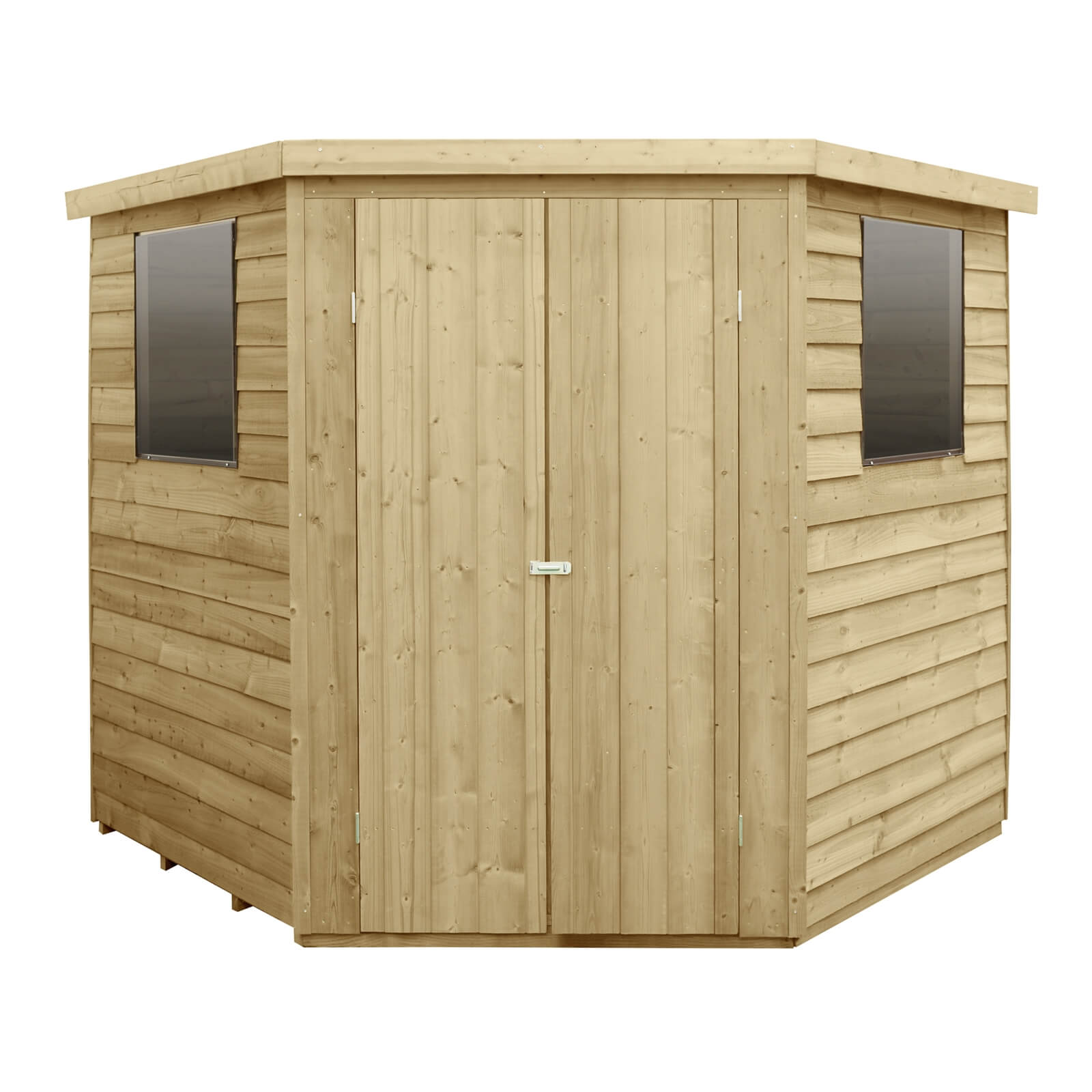 7x7ft Forest Overlap Pressure Treated Corner Shed - incl. Installation